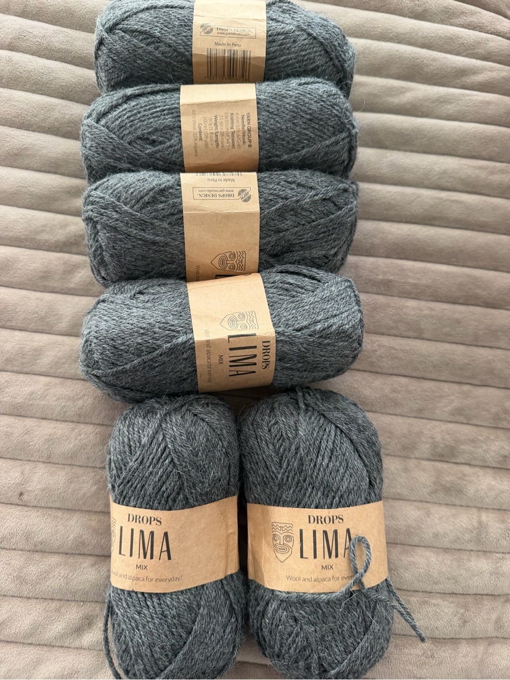 Lima Mix Wool & Alpaca Yarn - Slate Gray lot of 6